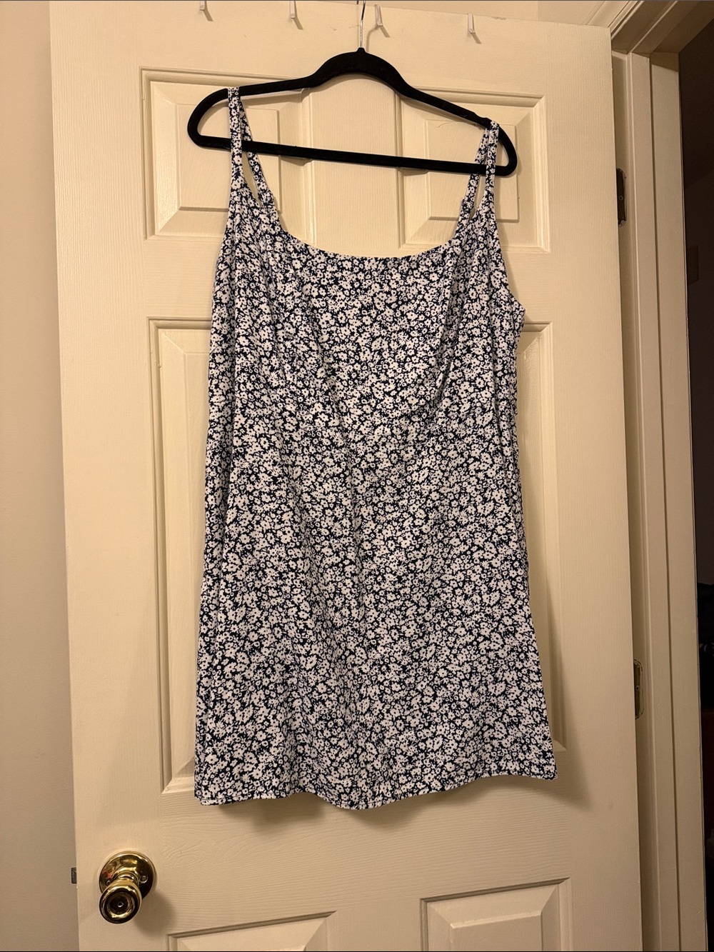 Old Navy Navy and White Floral Mini Slip Dress
